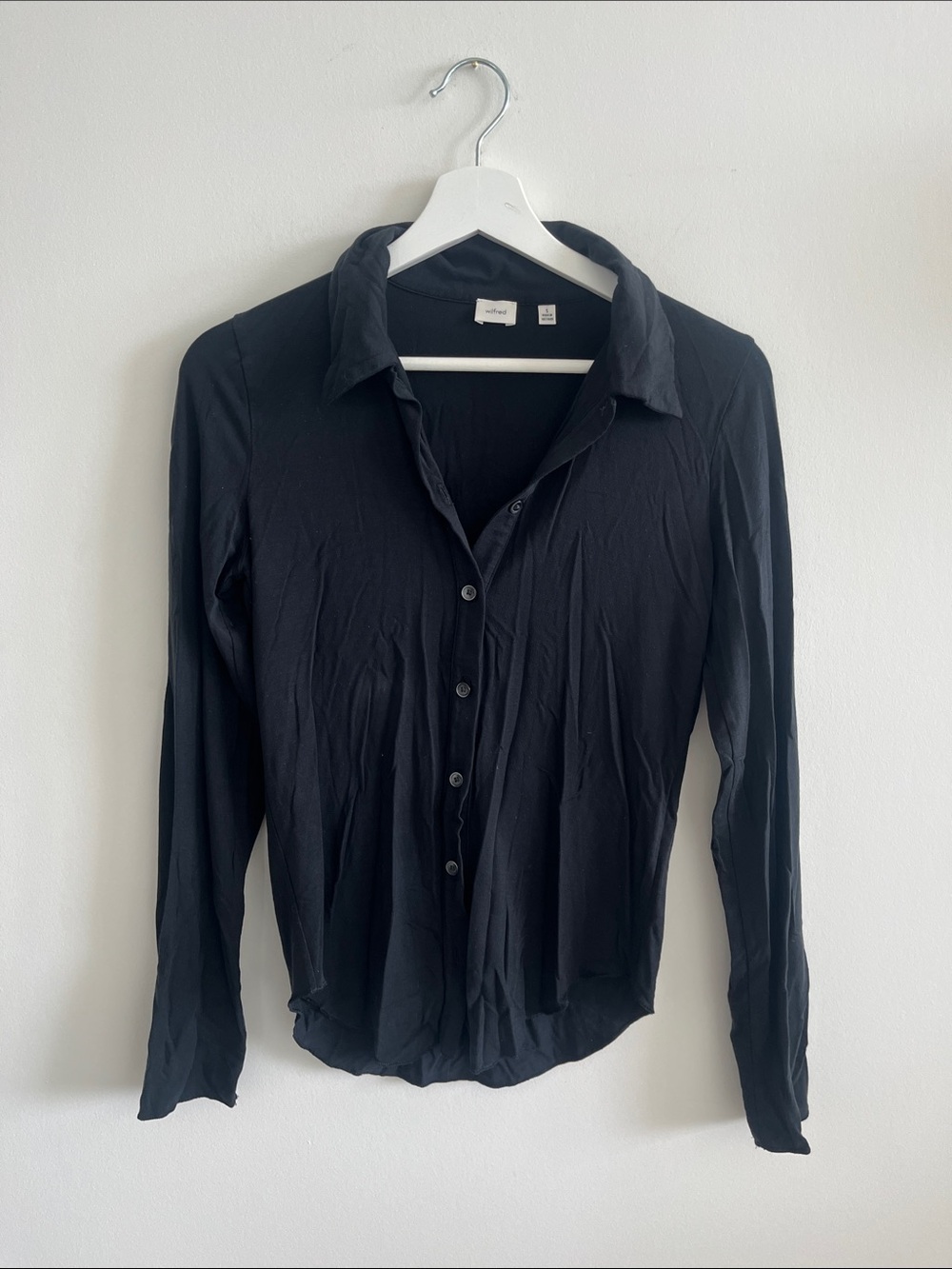 Wilfred Black Long-Sleeve Button-Up Blouse
